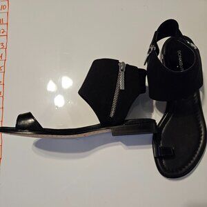 Donald J Pliner Black Ankle Sandals with zippers.